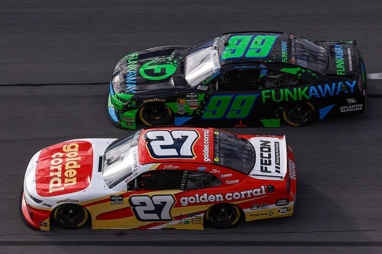 Jeb Burton and Parker Retzlaff drive at Talladega.
