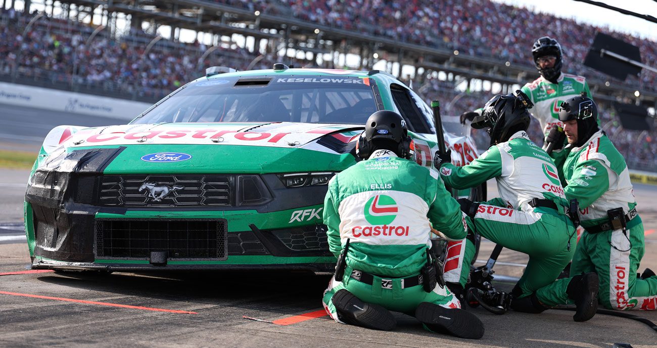 Brad Keselowski pits at Talladega.