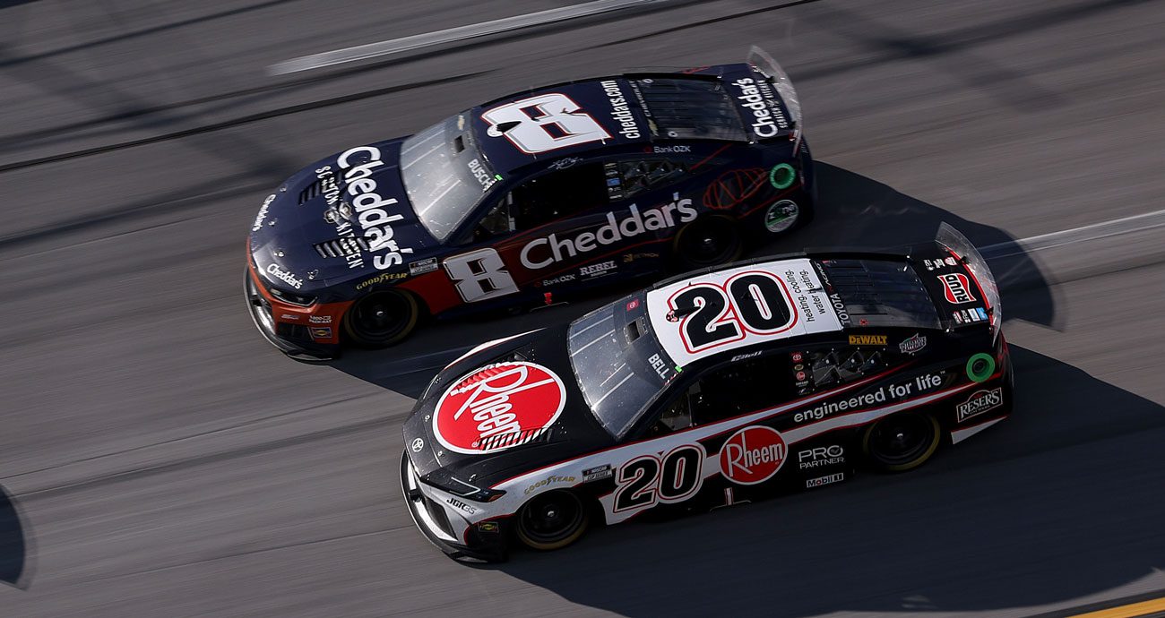 Kyle Busch and Christopher Bell race at Talladega.