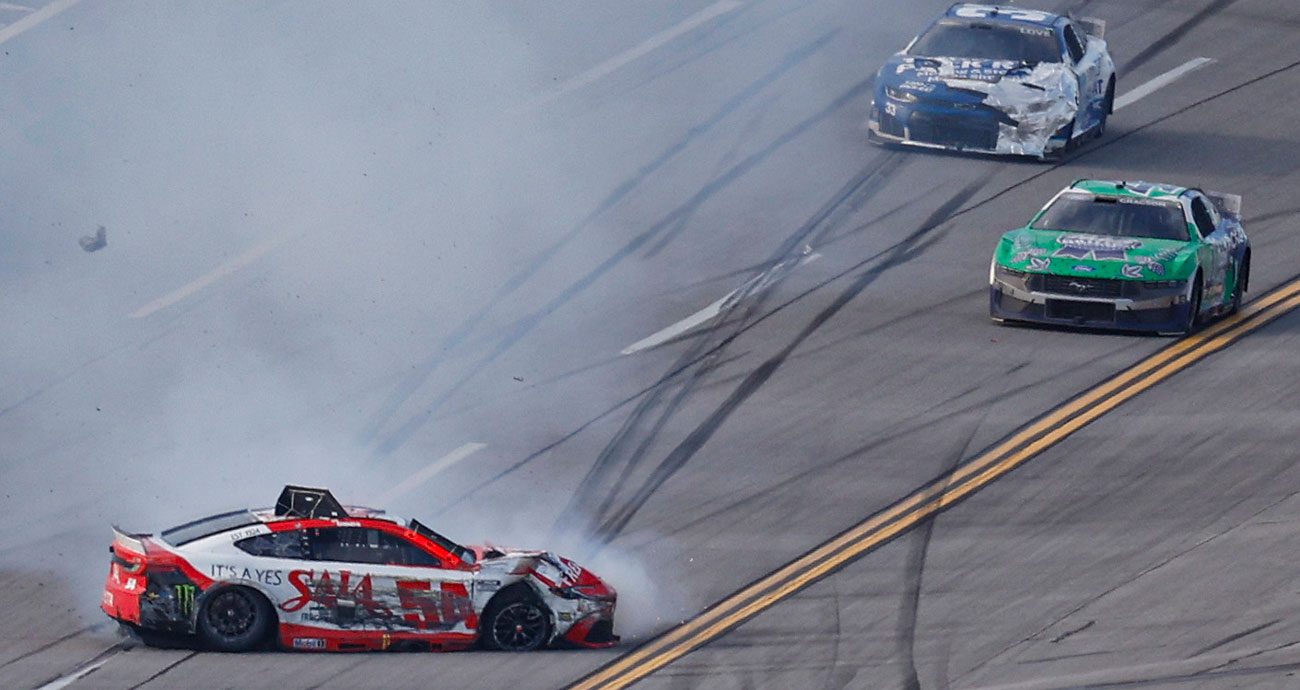 Ty Gibbs crashes at Talladega.