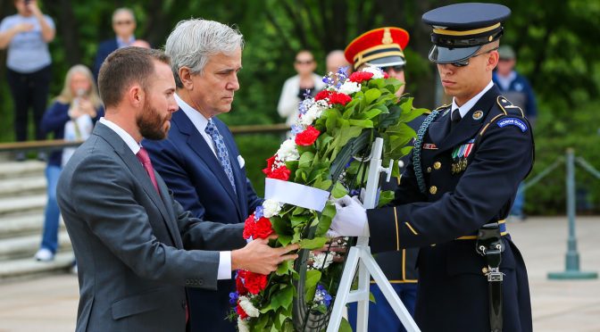 Featured Image for Ross Chastain visits Arlington National Cemetery, lays wreath at Tomb of the Unknown Soldier