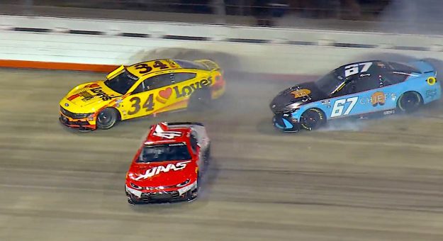 Gilliland spins, Suárez wins Stage 2 under caution