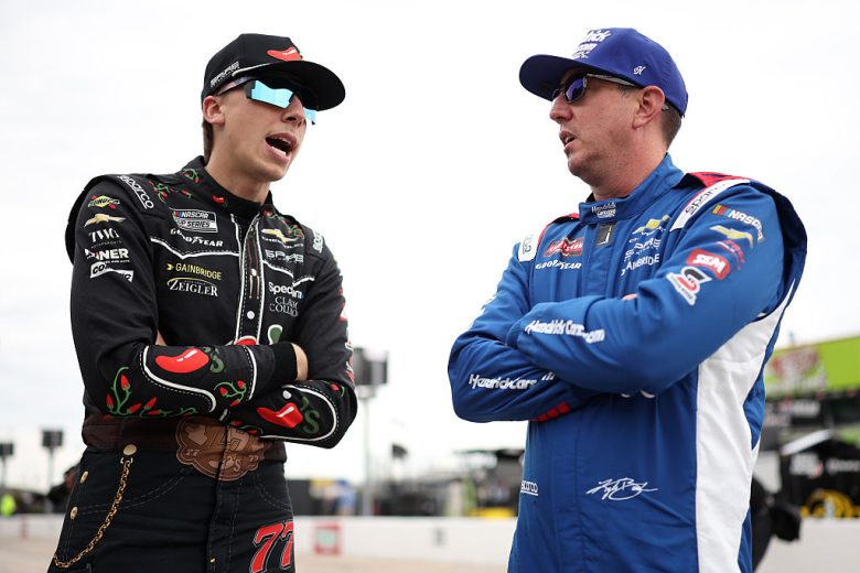 Carson Hocevar and Kyle Busch talk.