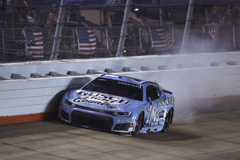 Ross Chastain gets into the wall at Nashville.