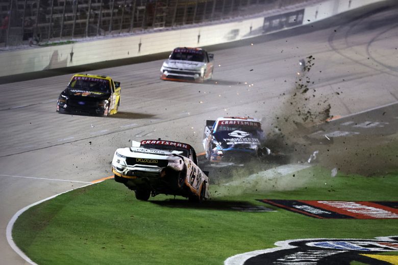 Justin Haley crashes at Texas.