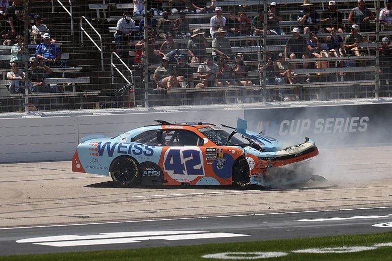 Brad Perez wrecks at Texas.