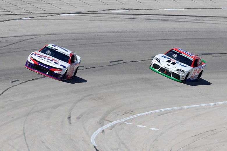 Justin Allgaier and Brent Crews drive at Texas.
