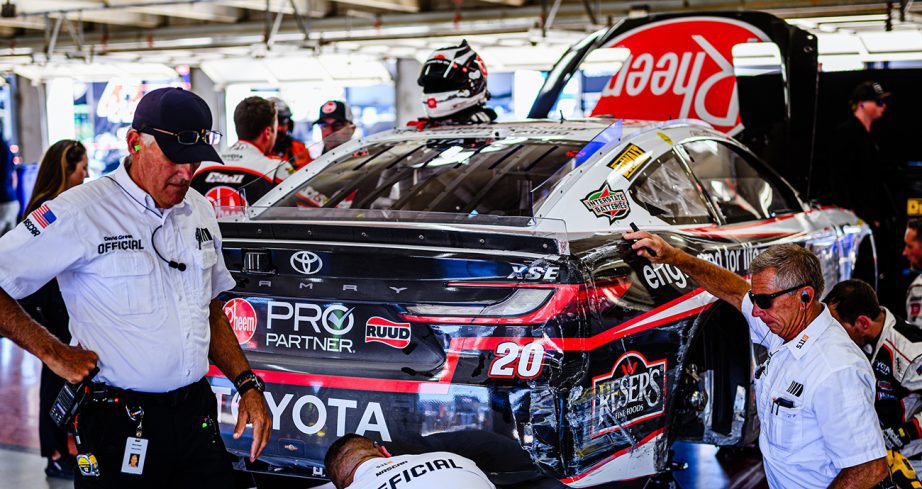 Damage on Christopher Bell's no. 20 car after a crash at Texas.