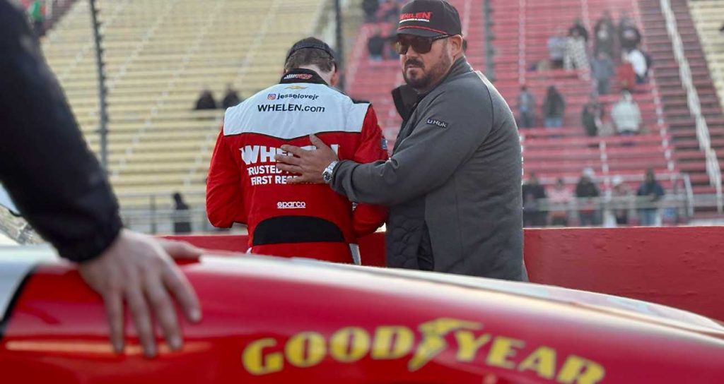 Jesse Love gets a pat on the back from crew chief Danny Stockman Jr. on pit road at Watkins Glen International