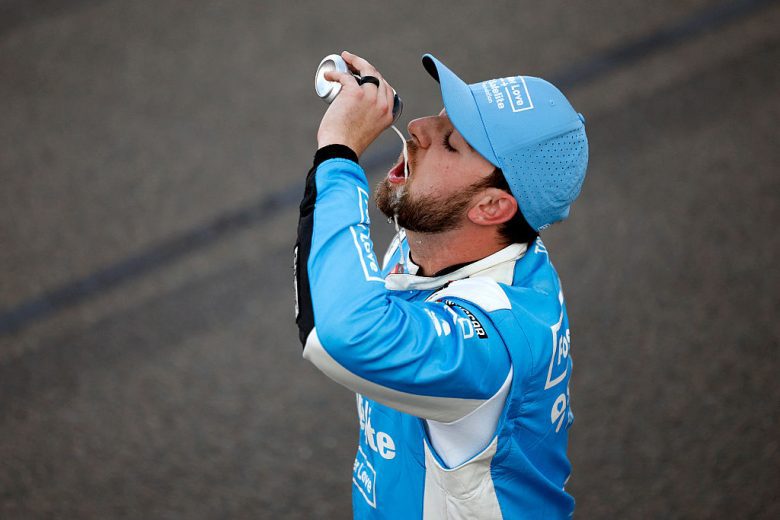 Kaden Honeycutt drinks a beer.