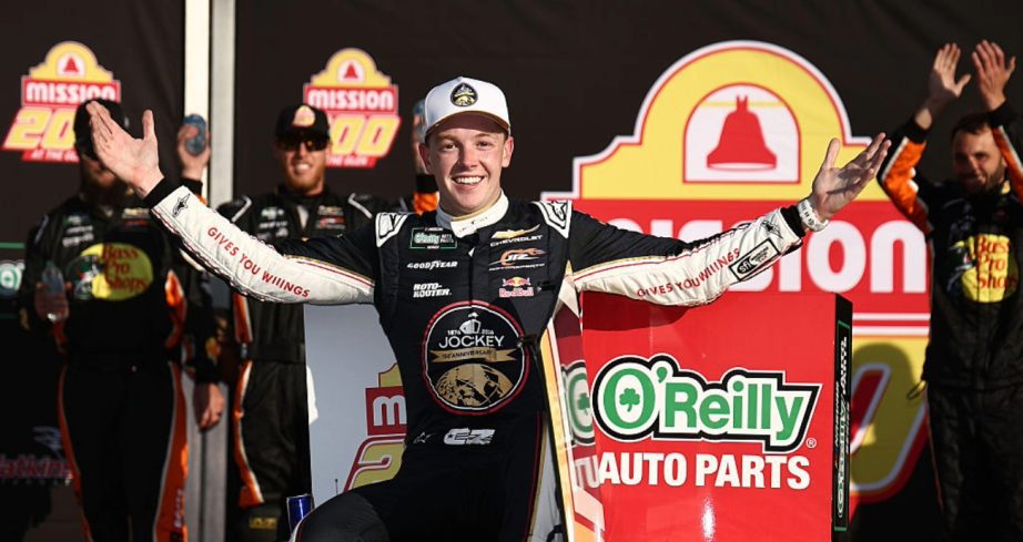Connor Zilisch celebrates in Victory Lane at Watkins Glen.