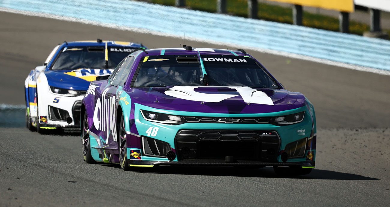 Hendrick Motorsports drivers Alex Bowman and Chase Elliott drive at Watkins Glen.