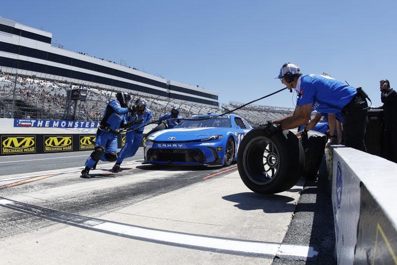 Hamlin rolls into pit stall.