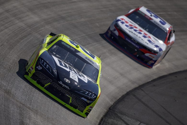 Brandon Jones races Ross Chastain.