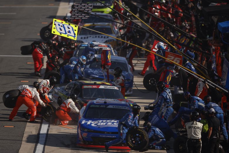 View of pit stops at Dover.