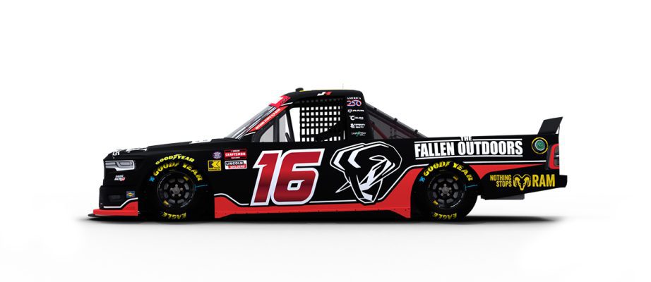 A graphic depicting the No. 16 Kaulig Racing Ram.