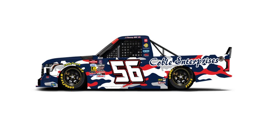 A graphic depicting the No. 56 Hill Motorsports Toyota.