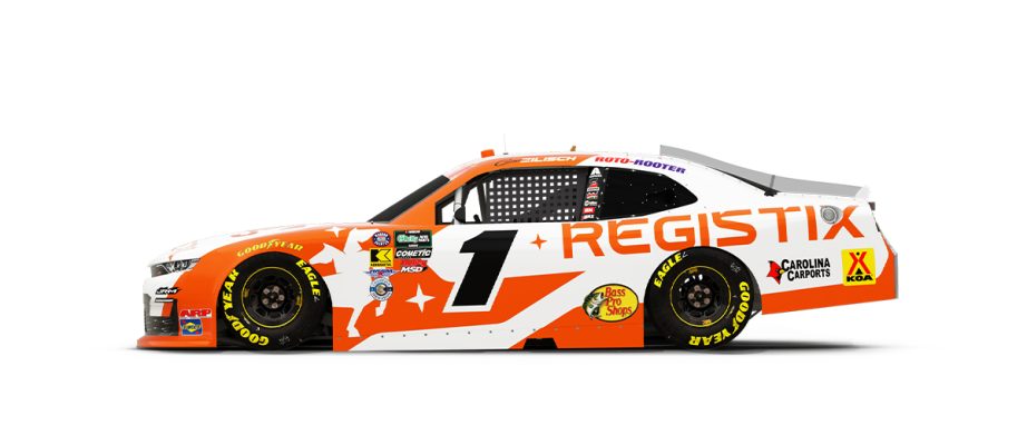 A graphic depicting the No. 1 JR Motorsports Chevrolet.