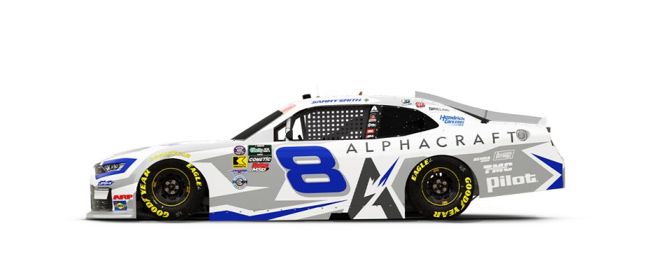 A graphic depicting the No. 8 JR Motorsports Chevrolet.