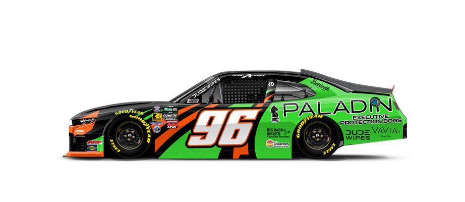A graphic depicting the No. 96 Viking Motorsports Chevrolet.