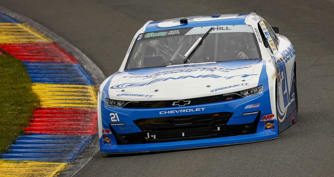 Austin Hill drives the No. 21 Richard Childress Racing Chevrolet at Watkins Glen International.