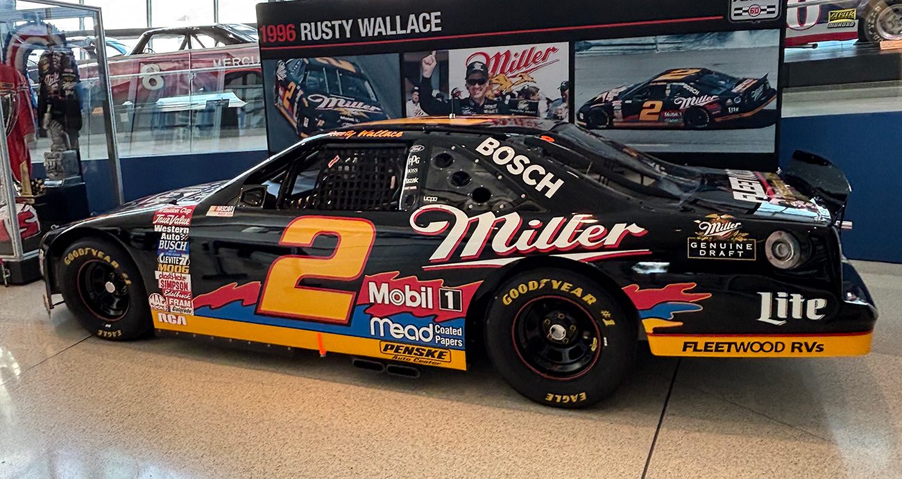 a rusty wallace car at the nascar hall of fame