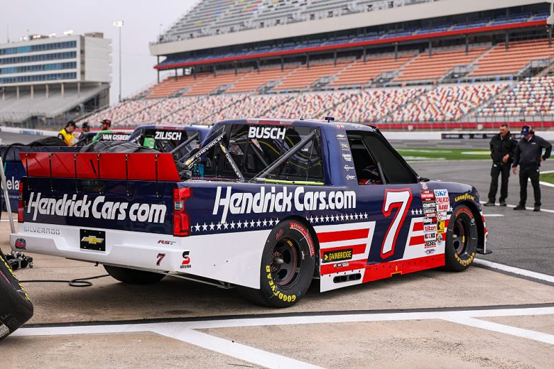 Corey Day's truck sits on pit road at Charlotte.