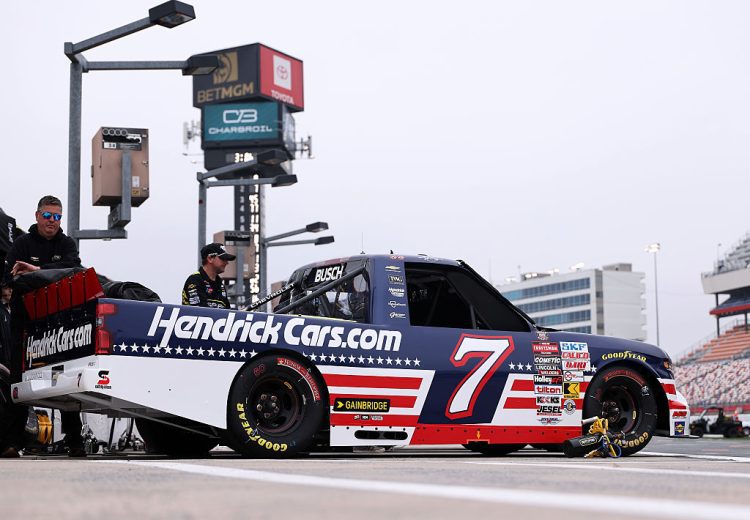 Corey Day's truck sits on pit road.