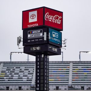 Scoring pylon at Charlotte Motor Speedway shows only Kyle Busch's No. 8 on it as a tribute to him on May 22, 2026.