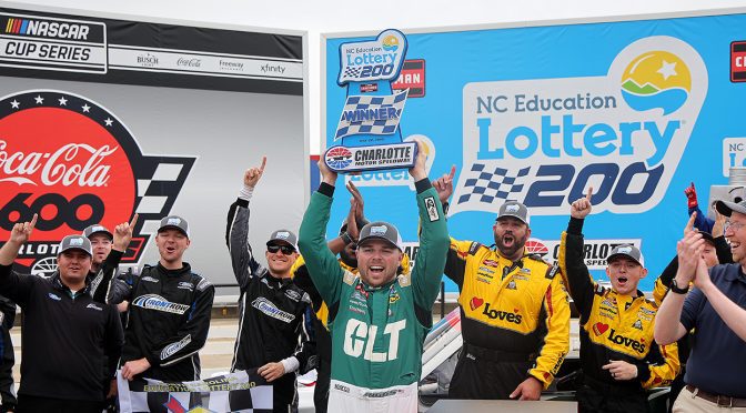 Featured Image for Layne Riggs wins wild, clock-shortened Truck Series race at Charlotte