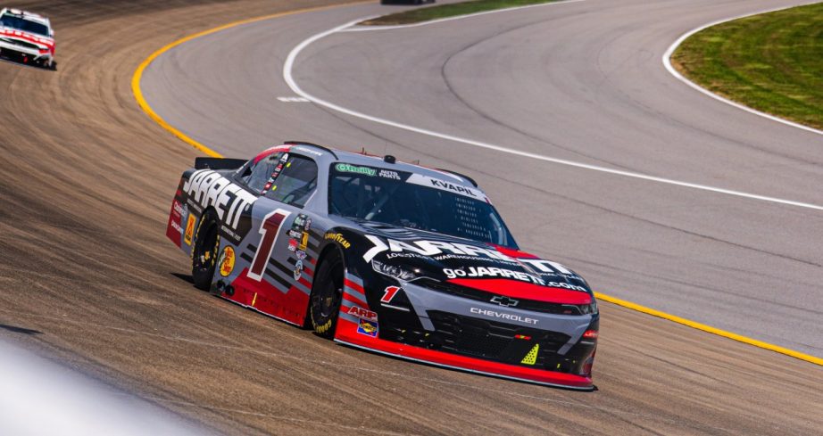 Carson Kvapil drives during NASCAR O'Reilly Auto Parts Series practice at Nashville Superspeedway.
