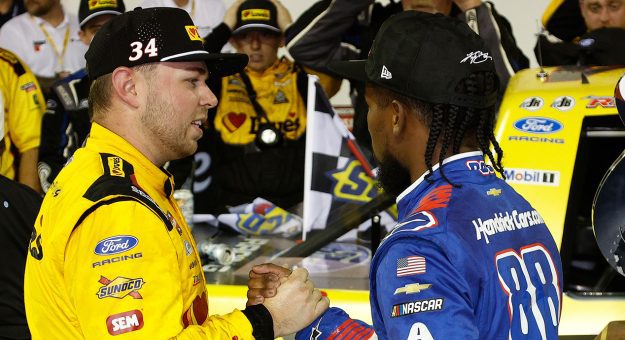 Layne Riggs, Rajah Caruth bump fenders in final laps battling for Nashville win