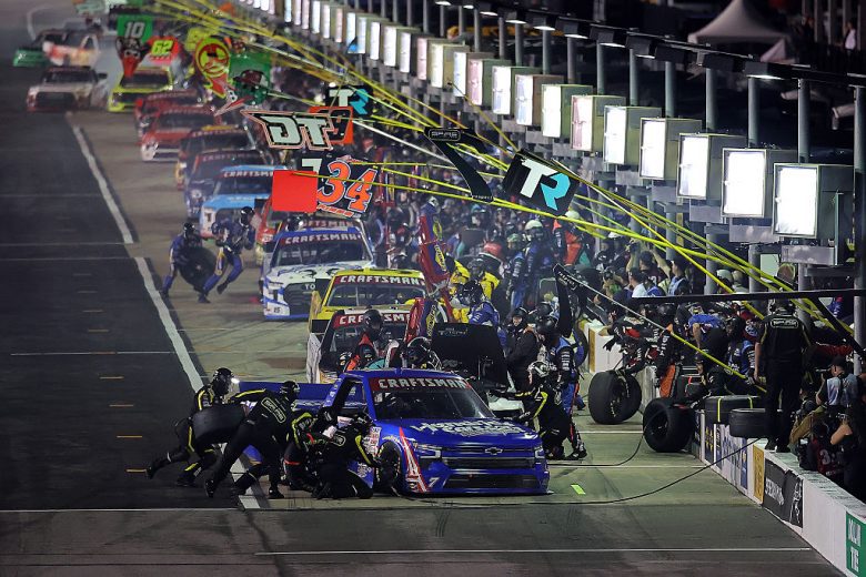 Multiple trucks pit at Nashville.
