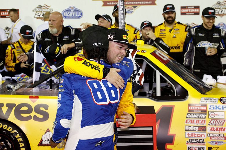 Rajah Caruth hugs Layne Riggs.