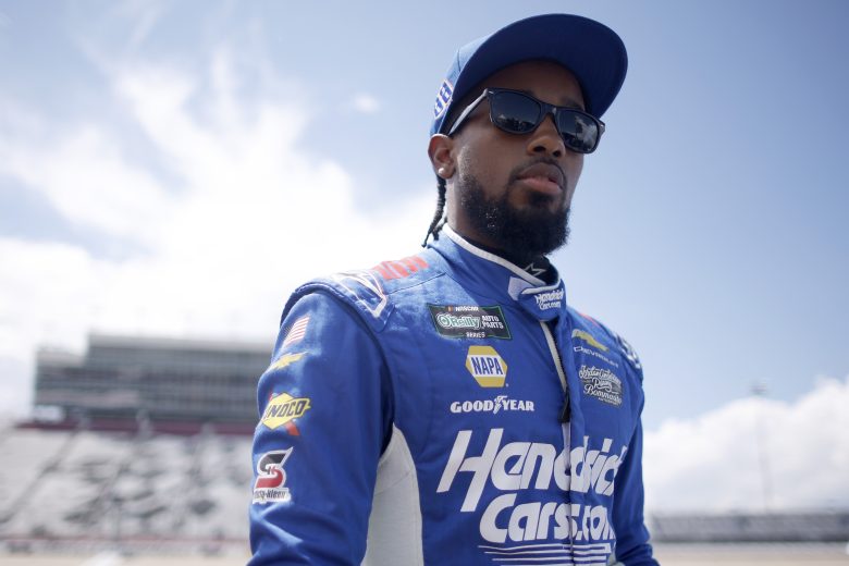 Rajah Caruth stands on pit road before O'Reilly Series practice in the Music City.