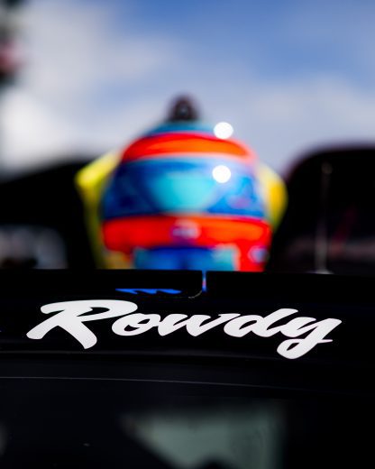 View of Rowdy on the driver name rail.