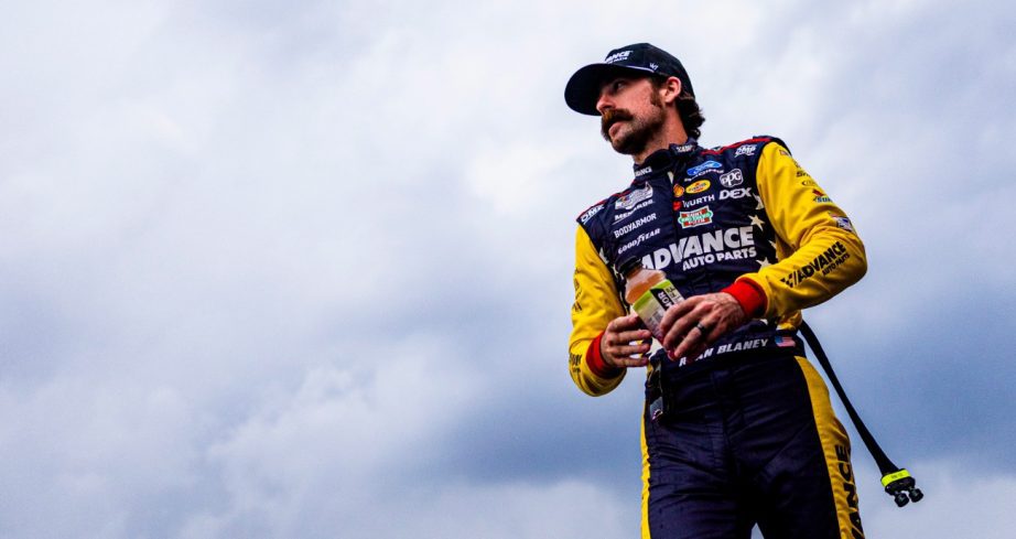 Ryan Blaney walks stage during driver intros.