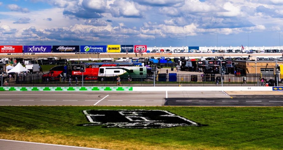 View of the painted number 8 in the infield.