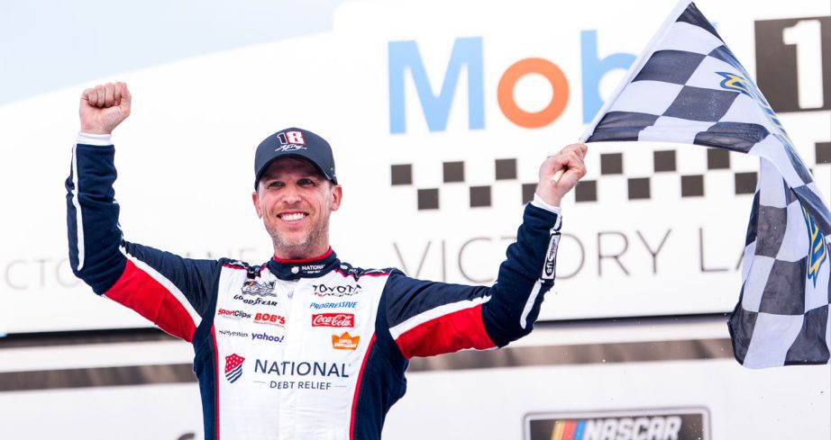 Denny Hamlin in Michigan Victory Lane at Michigan.