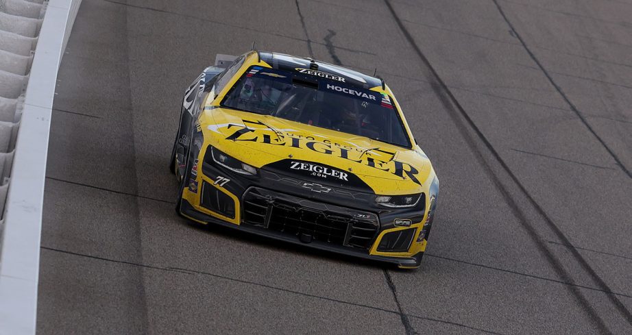 Carson Hocevar drives the No. 77 Spire Motorsports Chevrolet at Michigan International Speedway.