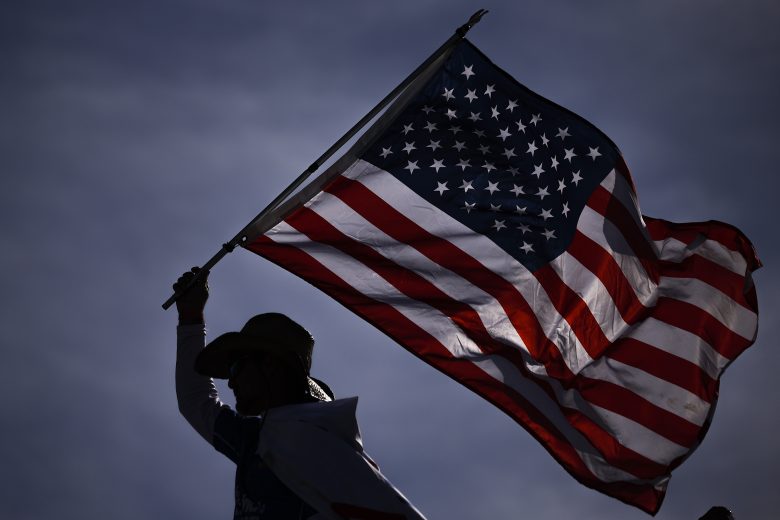 American flag at NASCAR Cup Series race at Michigan.