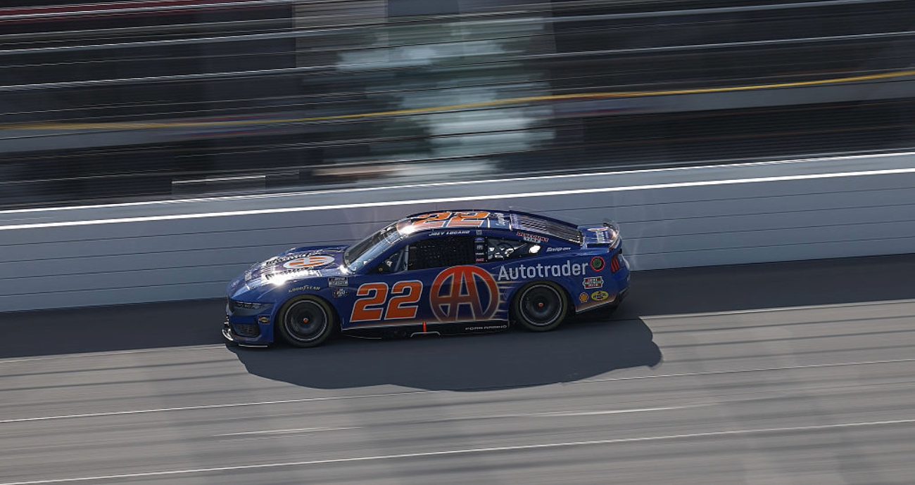 Joey Logano drives at Michigan.
