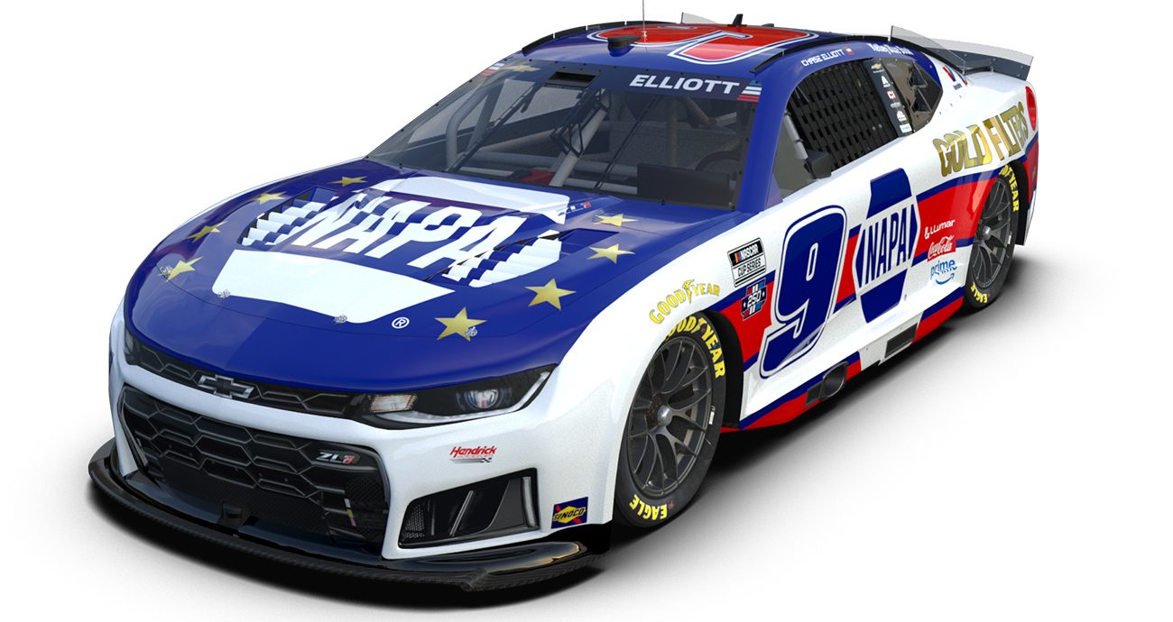 A rendition of Chase Elliott's No. 9 paint scheme for Naval Base Coronado.
