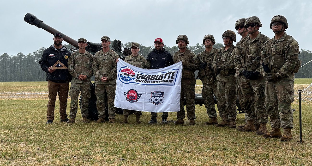 Austin Dillon visits Fort Bragg during Charlotte Motor Speedway's Mission 600. 
