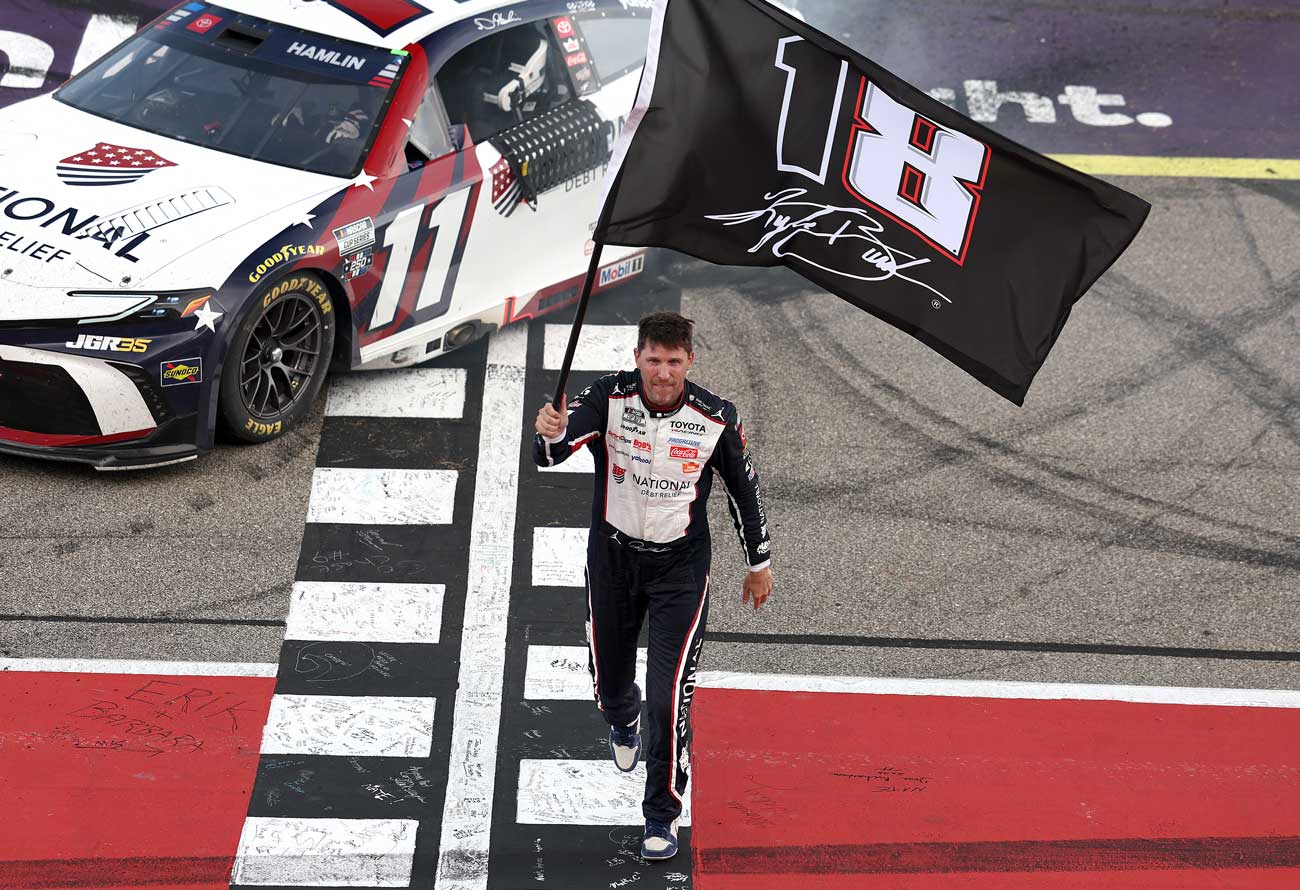 Denny Hamlin wins at Michigan. 