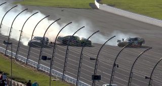 Promo Image for Late Pocono crash collects Burton, Scott and Bean