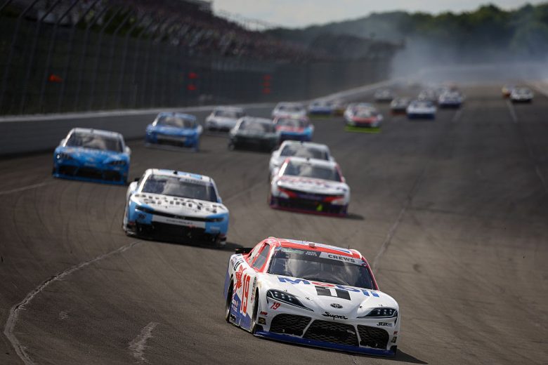 A general view of racing at Pocono.