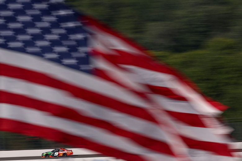 Carson Kvapil drives at Pocono.