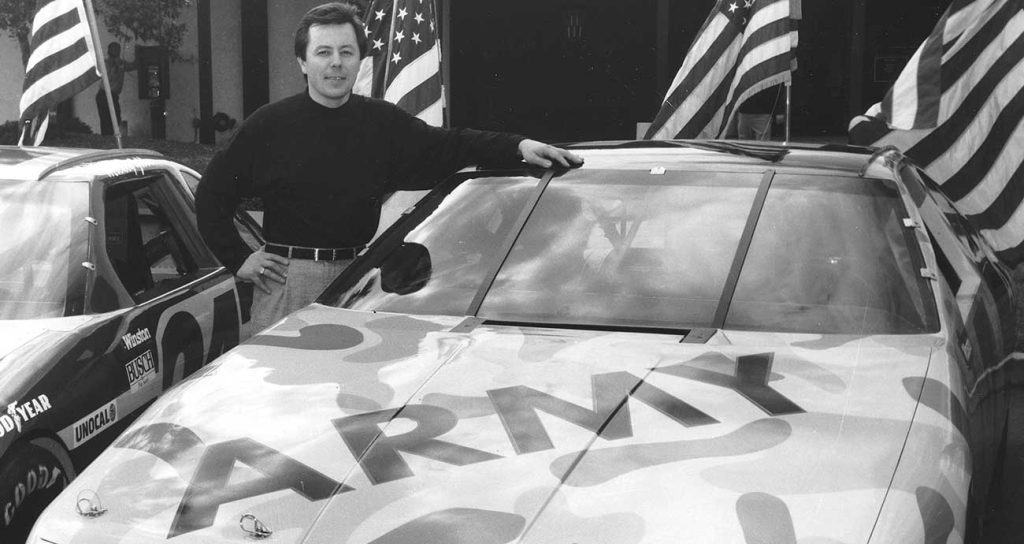Alan Kulwicki and the No. 7 Army Ford that he drove in the 1991 Daytona 500.