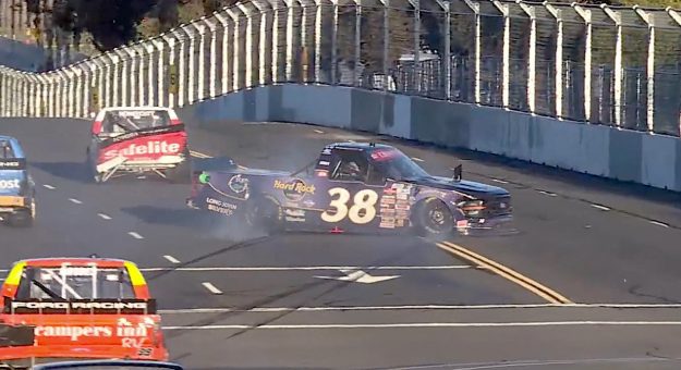 Chandler Smith spins and hits wall, continues afterward